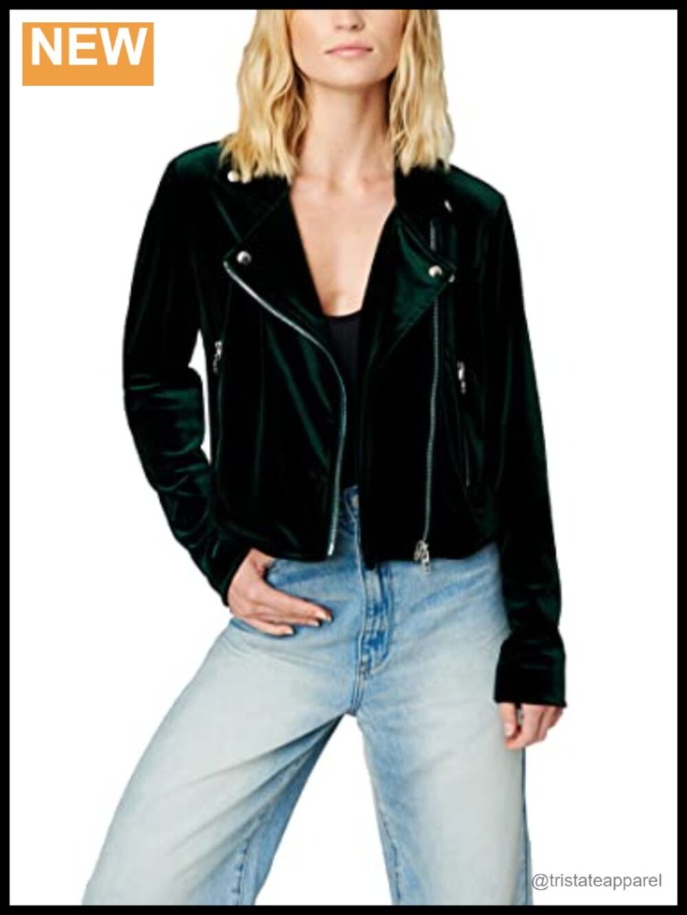 Women's Vegan Leather Moto Jacket, Faux Leather Coat, Long Sleeve, Zip Closure,